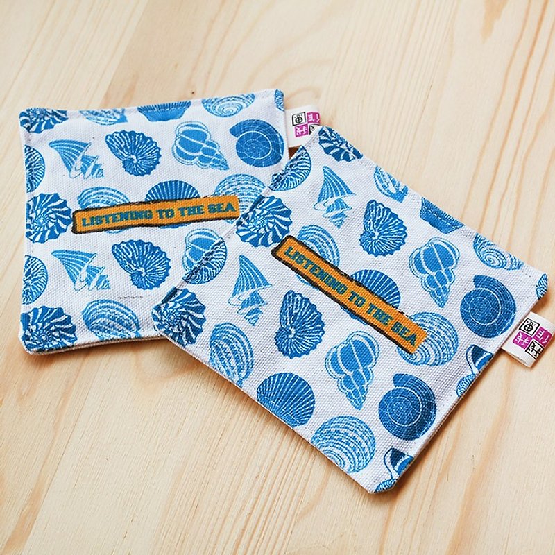 Blue shell cloth cup coaster (a group of two into) - Coasters - Cotton & Hemp Blue
