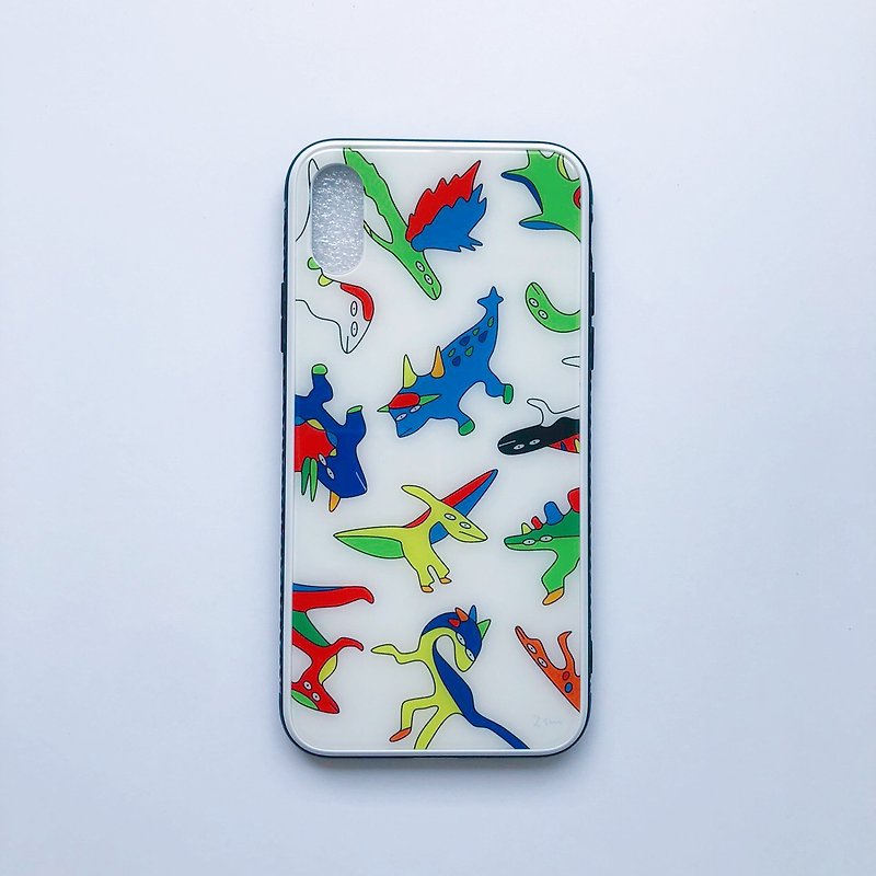 恐竜総柄のiPhoneケース - 手機殼/手機套 - 玻璃 白色