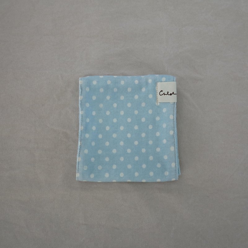 [Summer] double gauze handkerchief (light blue / white dots) - อื่นๆ - ผ้าฝ้าย/ผ้าลินิน 