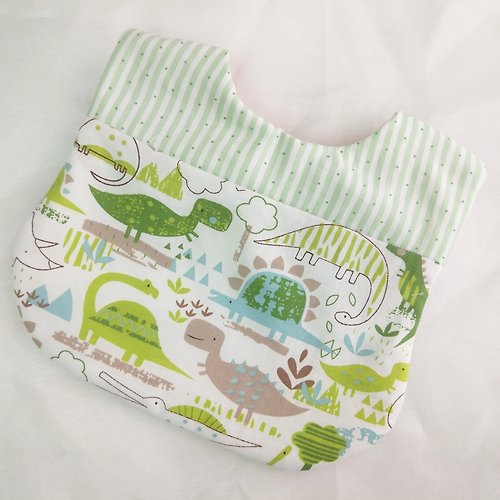 QQ rabbit 手工嬰幼兒精品 彌月禮盒 個性恐龍-2色可選。圍兜 (可繡名字)