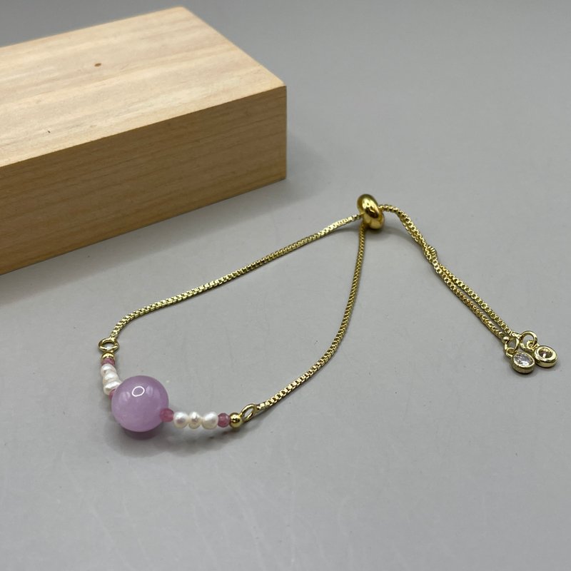 玖瑤.紫鋰輝+天然珍珠, 低調氣質 14K注金手鍊,文創手作  | 元 - 手鍊/手環 - 玉石 
