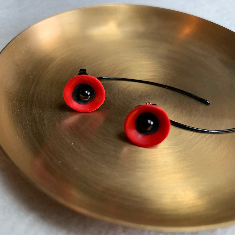 Poppy earrings / Polymer clay earrings - Earrings & Clip-ons - Clay Red