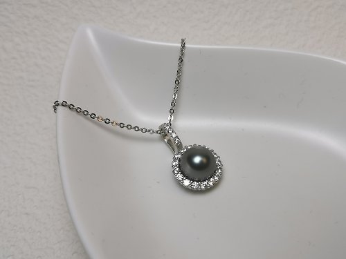 Athena珍珠設計 太陽花 大溪地黑珍珠 孔雀綠 萬能扣 吊墜 贈純銀項鏈