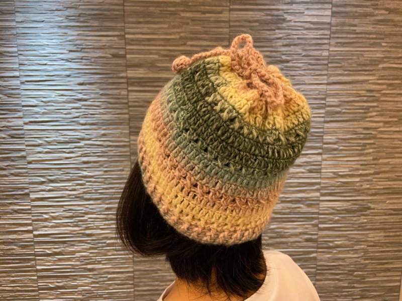 純手工手織毛帽 圍脖二用 - 漸層配色 (僅此一件) - 帽子 - 羊毛 多色