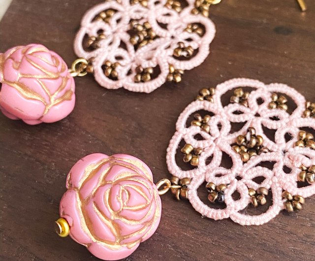 Big hot sale rose earrings