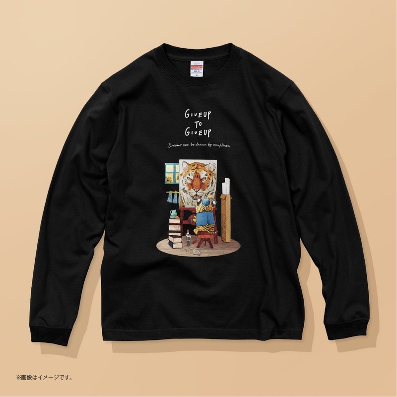 The Painter Tiger /コットンTシャツ - 女 T 恤 - 棉．麻 黑色