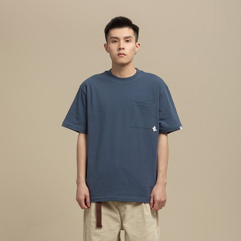 THREADESIGN KNIT t. casual loose solid color men's short-sleeved T-shirt - Unisex Hoodies & T-Shirts - Cotton & Hemp Blue