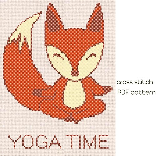 NaraXstitch patterns 十字繡圖案 Fox cross stitch, Yoga cross stitch pattern, Modern cross stich /18/
