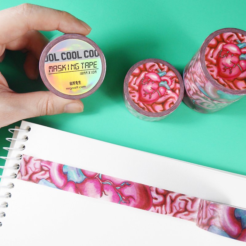Heart and Brain - Masking Tape - Washi Tape - Paper Multicolor