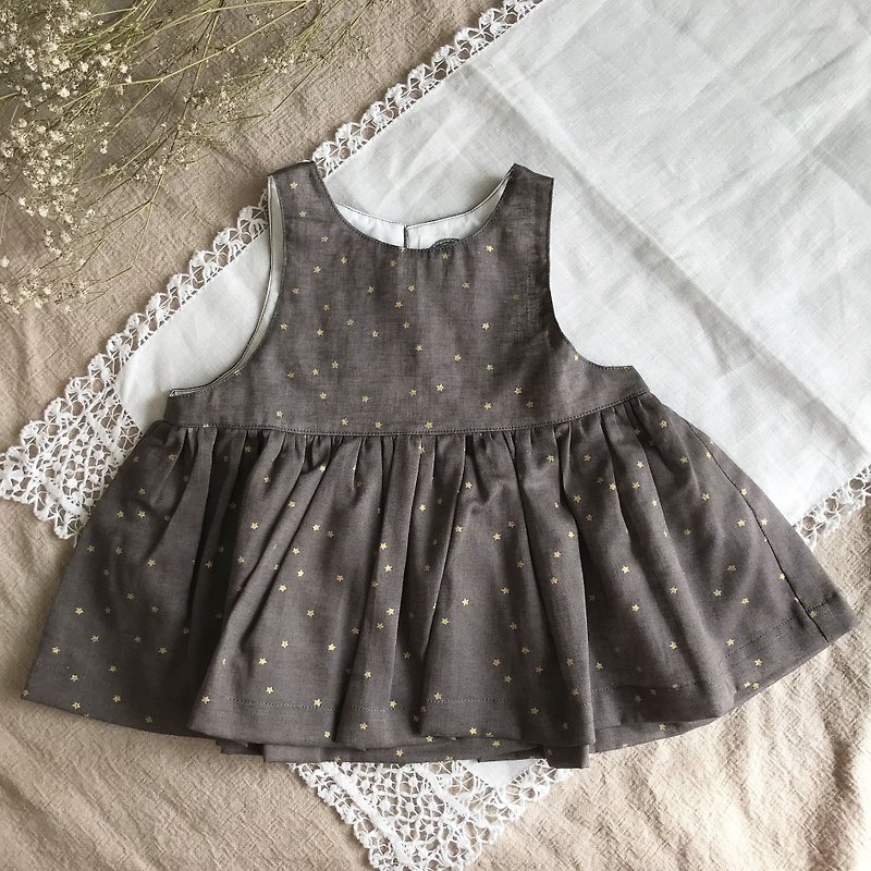 Sleeveless one-piece dress (gray) - ชุดเด็ก - ผ้าฝ้าย/ผ้าลินิน สีเทา