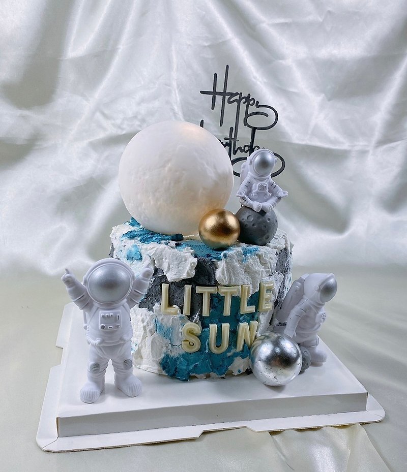 Astronaut Starry Sky Birthday Cake Shape Customized Cartoon Fondant 6-inch Home Delivery - Cake & Desserts - Fresh Ingredients Blue