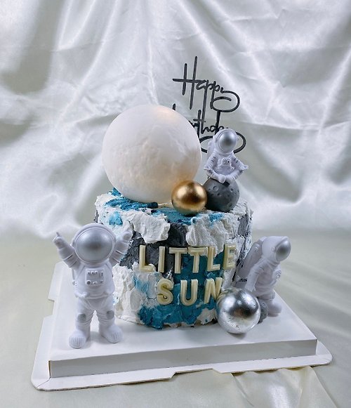 GJ.cake 太空人 星空 生日蛋糕 造型 客製 卡通 翻糖 滿周歲 6吋 宅配