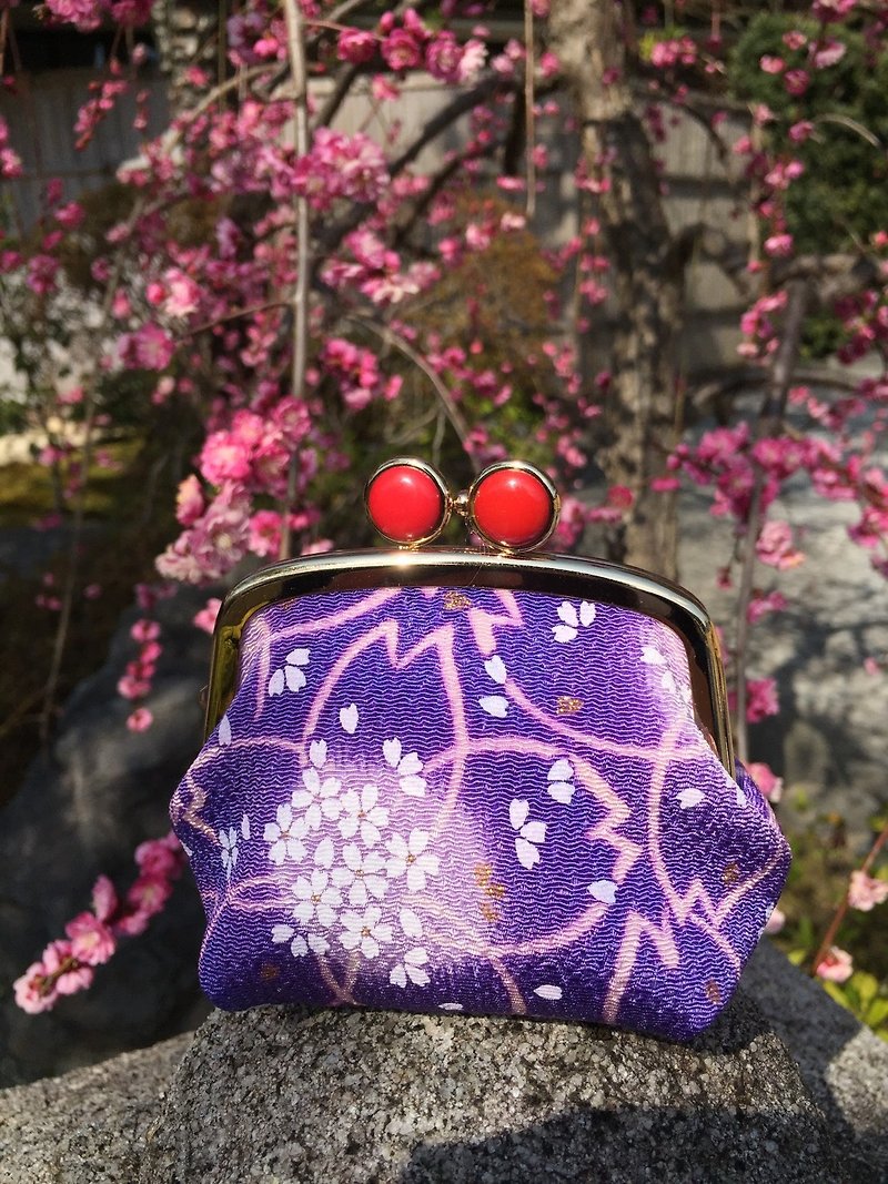 櫻光彩風青蛙眼口金包-藤紫色 - 零錢包/小錢包 - 其他材質 紫色