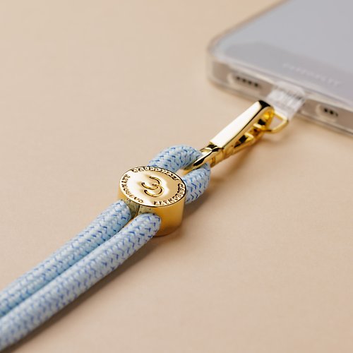 Caseonlyy 手機殼專賣店 【6mm】清水藍編織便攜手機掛繩配透明夾片