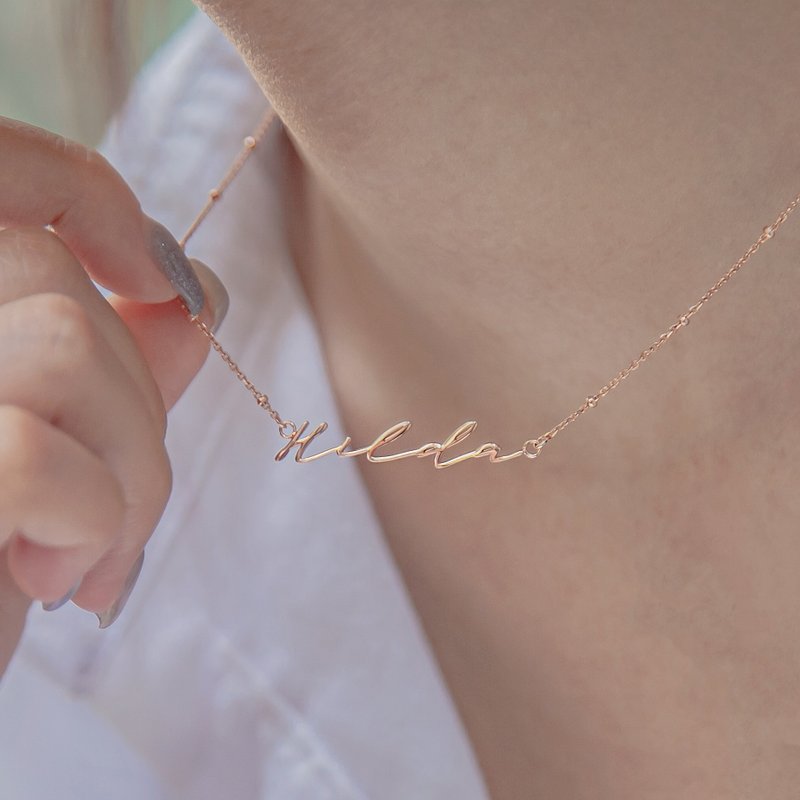 [Customized gift] Sterling silver necklace with English name. Streamline handwritten font. One piece. - Necklaces - Sterling Silver 