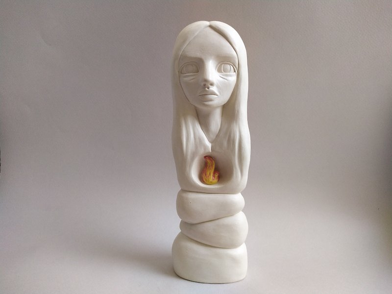 Handmade ceramic sculpture - 花瓶/花器 - 陶 白色