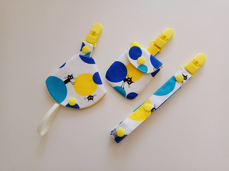 <Blue> Cat play ball Miyuki gift peace symbol bag + universal clip + combo nipple clip - Baby Gift Sets - Cotton & Hemp Multicolor