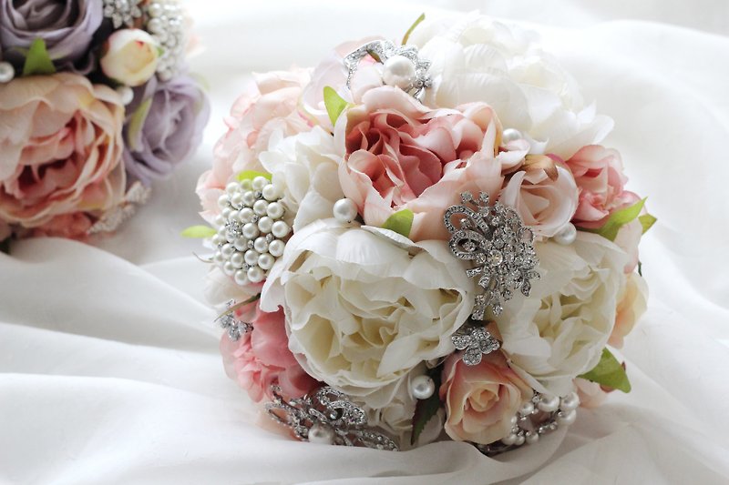 Jewelry Bouquet [Imitation Flower Series] Mist Pink Peony - Plants - Other Materials Pink