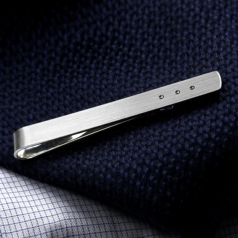 Wedding Tie Clip engraved - Men's tie clip - Sterling silver Tie Clip - เนคไท/ที่หนีบเนคไท - เงินแท้ สีเงิน