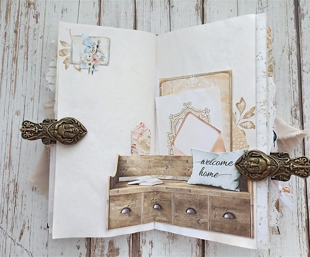 Junk journal handmade roses Romantic notebook diary Lace vintage