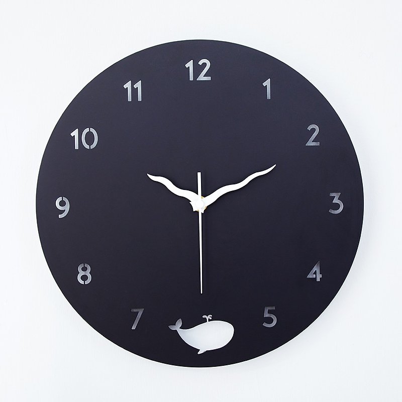 【OPUS Dongqi Metalworking】European Iron Mute Clock-Blue Whale Waltz (Black)/Simple Wall Clock - นาฬิกา - โลหะ สีดำ