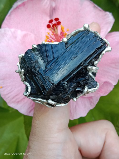 寶藏石光 / Light of Treasure Stone 黑碧璽原礦手工銀戒 純銀戒指~Yes~Black Tourmaline Silver Ring