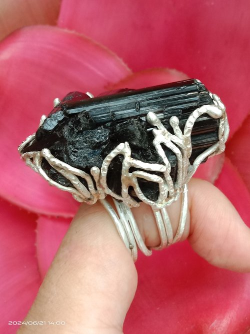 ⭐︎【天然】ブラックトルマリンインクォーツ リングs925 19x14.9mm fit=scale-down,w=1200