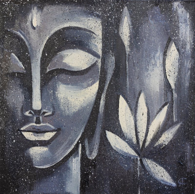 佛画冥想原始艺术禅宗艺术精神装饰 - 海報/掛畫/掛布 - 其他材質 灰色