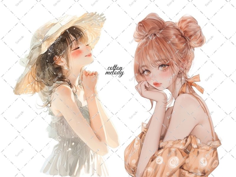 original sticker no.6577 人物ステッカー オリジナルステッカー 人物ステッカー 女の子ステッカー オリジナル人物ステッカー - 貼紙 - 紙 