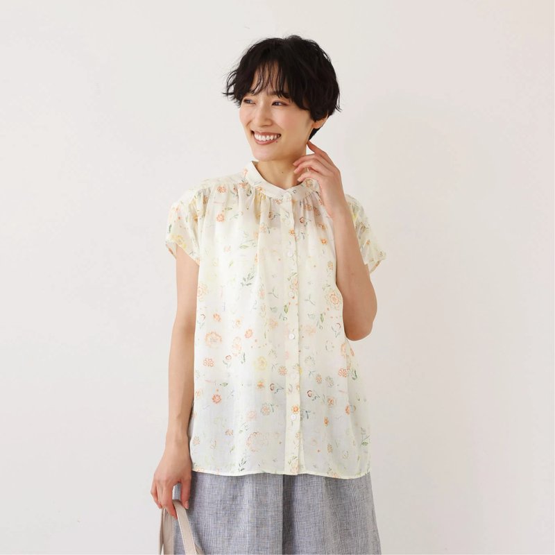 毎日の装いにさりげない彩りを添えるプリントブラウス リネンテンセル シャツブラウス 250714-1 - 女襯衫 - 棉．麻 