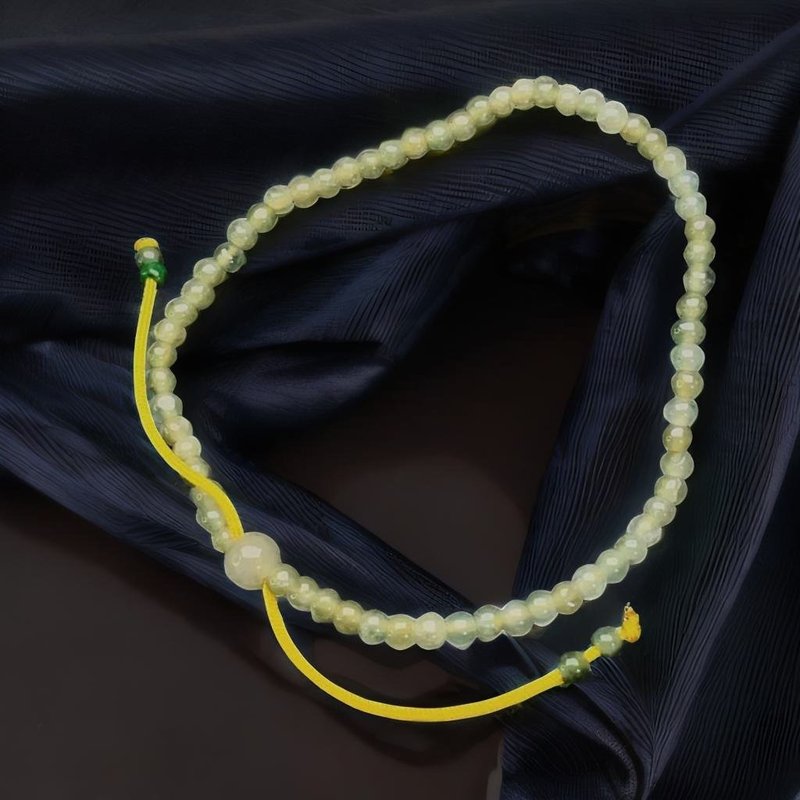 [Good Luck] Ice Flower Jade Braided Bracelet | Natural Burmese Jade A Grade | Gift - สร้อยข้อมือ - หยก สีเขียว