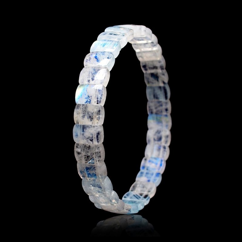 Blue Moonstone 6x9mm Blue Moonstone Bracelet Japanese Elastic String - Bracelets - Semi-Precious Stones Multicolor