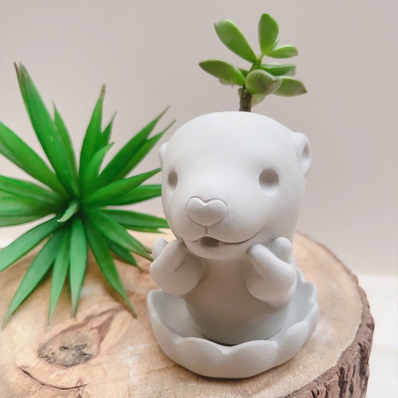 Otter with love finger Cement Plan Small Pot - Plants - Cement Gray