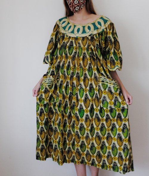 Vintage African batik floral dress embroidery is very powerful - Shop