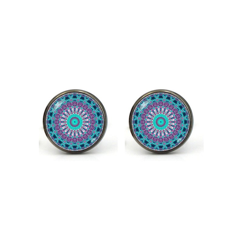 花圖案袖扣 Flower Pattern Cufflinks KC10190 ** 附送贈品 ** - 袖扣 - 其他金屬 黑色
