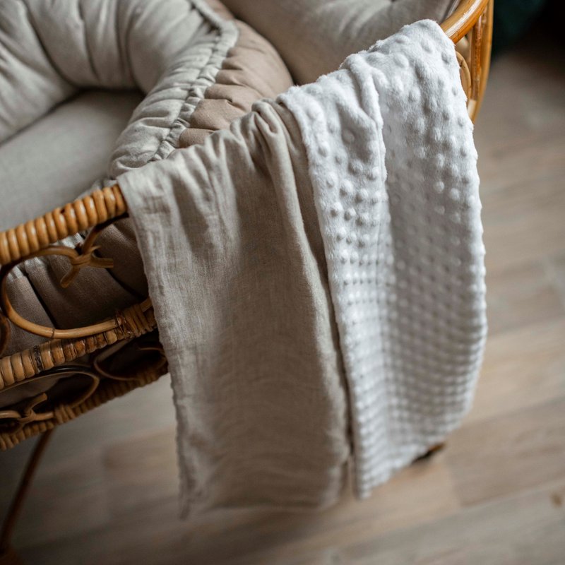 Linen (flax) Beige baby quilt – organic blanket - 嬰兒床/床圍/寢具 - 亞麻 咖啡色