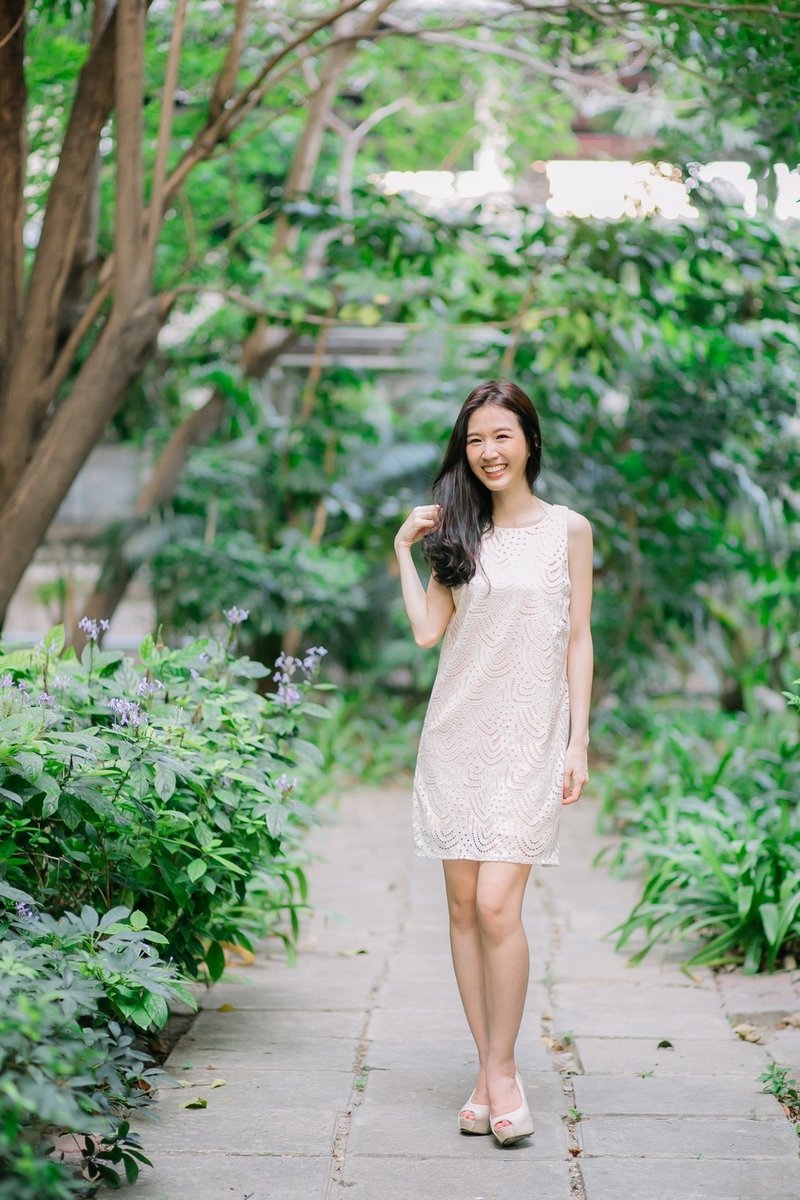 Lily lace shift dress - 洋裝/連身裙 - 棉．麻 白色