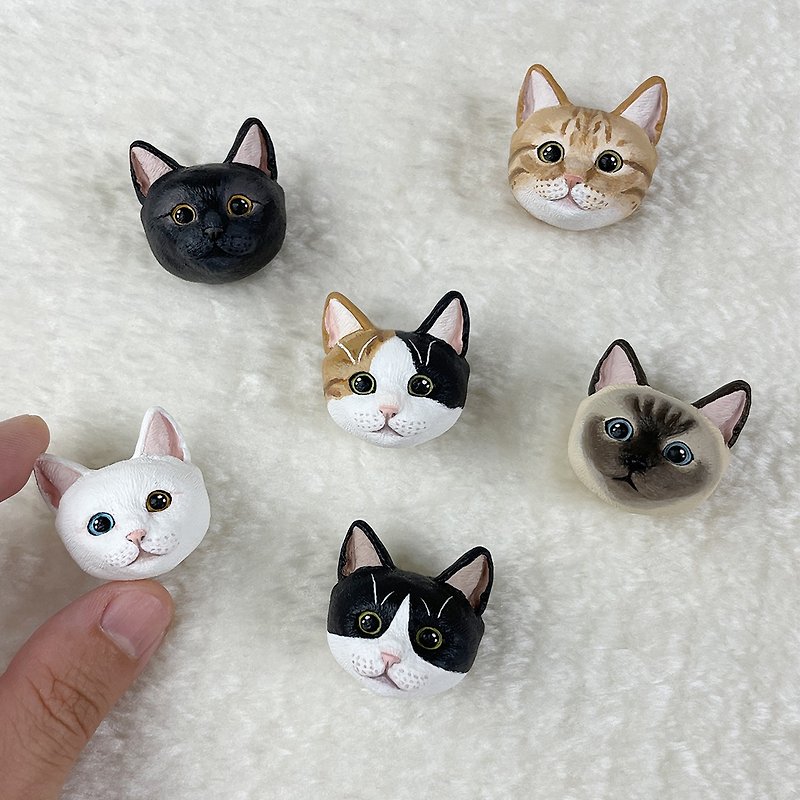 Shorthair Cat Head - Safety Pin/Magnet/Hair Tie/Charm/ID Holder/Necklace