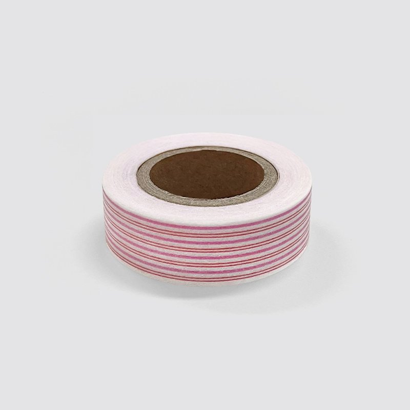 Pink red stripe | Masking Tape - 紙膠帶/和紙/PET - 紙 粉紅色