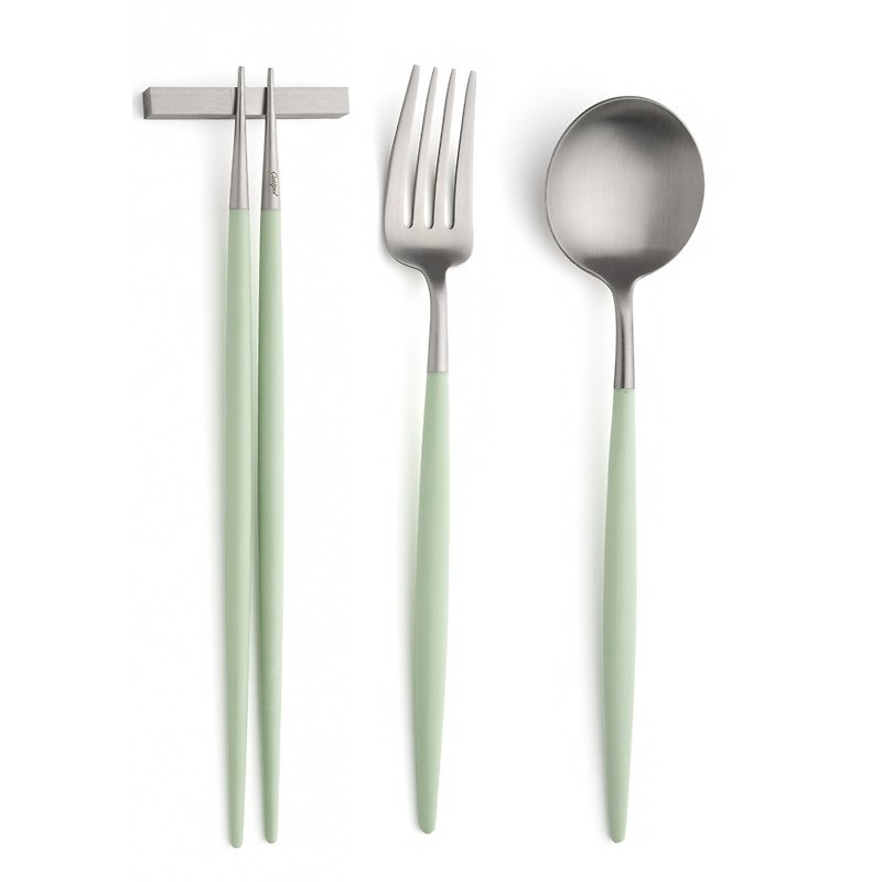 GOA CELADON MATTE 3 PIECES SET (TABLE FORK/SPOON/CHOPSTICKS SET) - Cutlery & Flatware - Stainless Steel Green