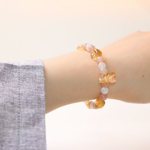 Hoshino Jewelry Kan B045七輪調和手串/黃晶/草莓晶/白月光/天然晶石/能量石/水晶