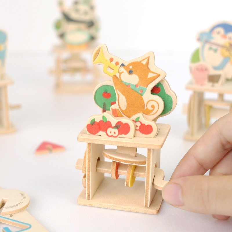 DIY模型玩具【木作小劇場-柴犬】互動式明信片 - 木工/竹藝/紙雕 - 木頭 橘色