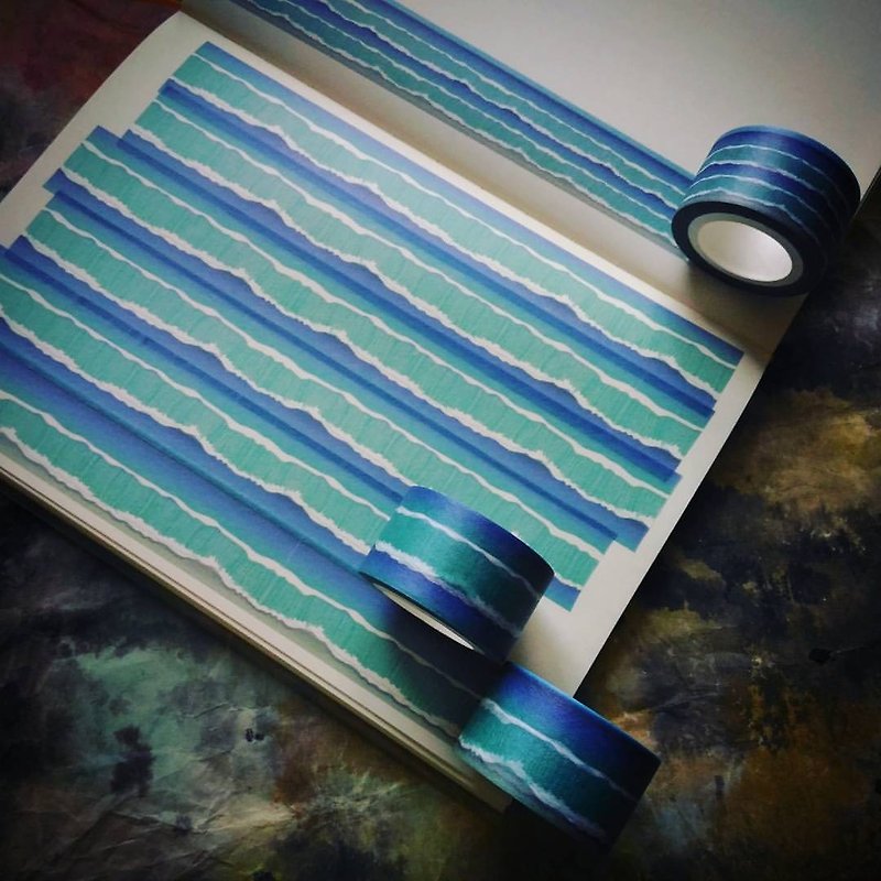 ✐ Liuyingchieh: Masking Tape ✐ and paper tape Washi Masking Tape (25mm ocean sea ‧ ‧ ocean sea single volume + 25mm double volume group) together sold a total of three volumes shipped free zone - Washi Tape - Paper Blue