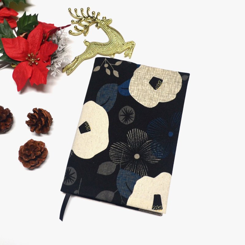 Flower story book cover with bookmark handmade - Book Covers - Cotton & Hemp Black