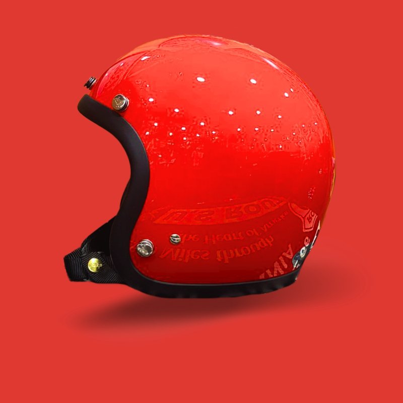 Taiwan-made half-face helmet Honda red retro plain color-a total of 30 colors in perfect proportions - Helmets - Other Materials 