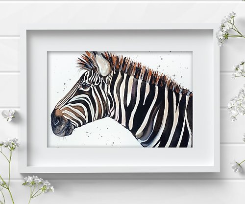 Anne Gorywine Zebra watercolor original animal painting 8x11 inch by Anne Gorywine