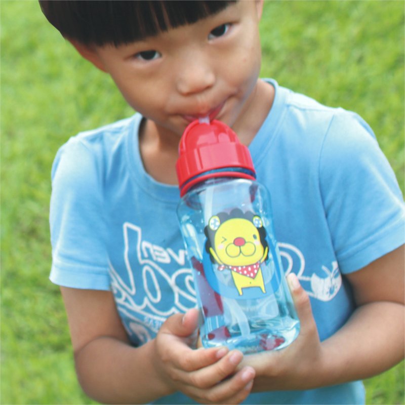 "Balloon" kiddie straw bottle - petal lion "BPA-free bisphenol A-free" - กระติกน้ำ - พลาสติก สีน้ำเงิน