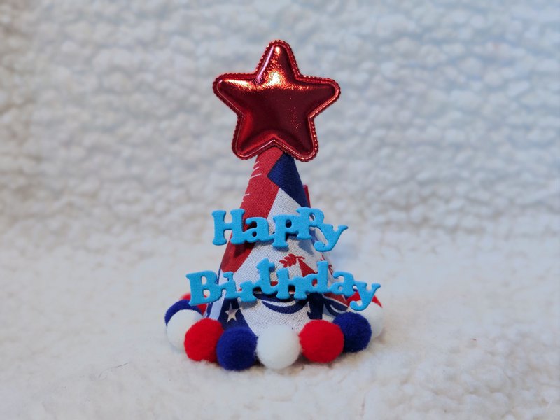 Birthday star 生日之星 寵物生日帽 poodle 貴婦犬 - 寵物衣服 - 棉．麻 紅色