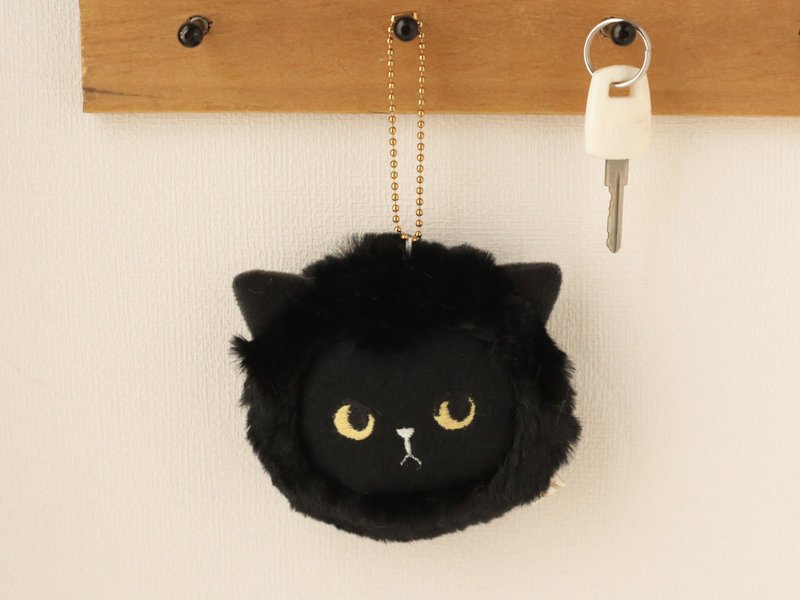 Siamese cat myao mirror - 鑰匙圈/鑰匙包 - 棉．麻 黑色