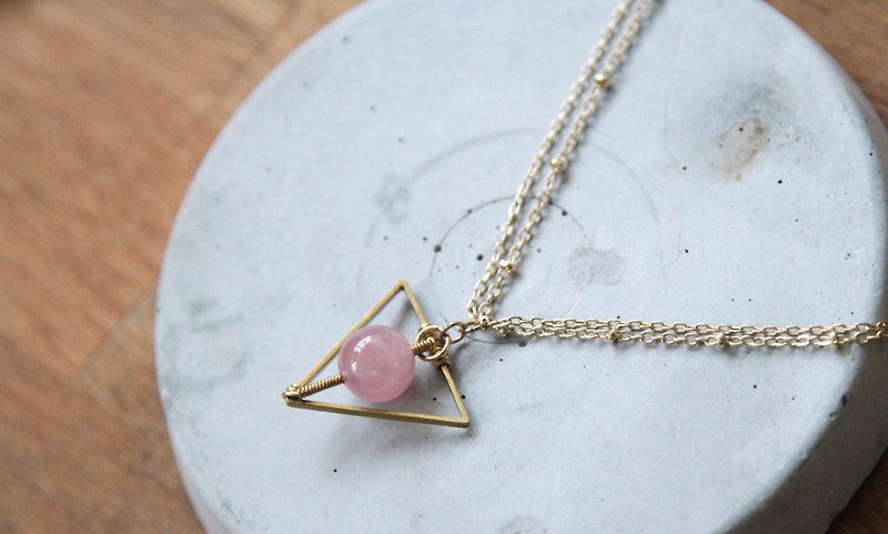 MYTH triangle geometric pink crystal necklace crystal necklace geometric simple winding love - Necklaces - Gemstone Pink